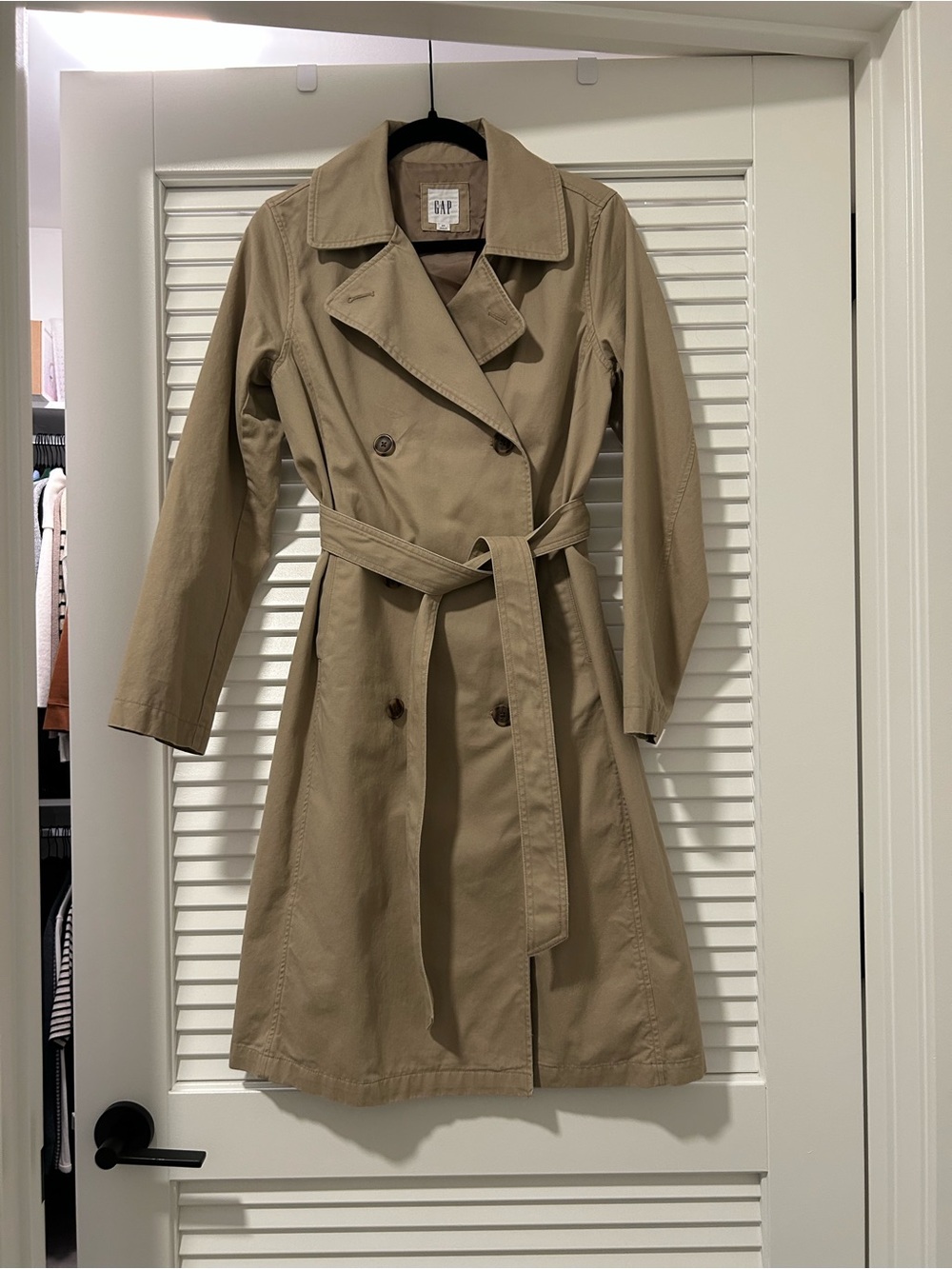GAP Tan Double-Breasted Trench Coat with Belt - Picture 1 of 3